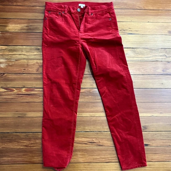 J. Crew Red Velvet Stretch Jeans - Picture 1 of 2